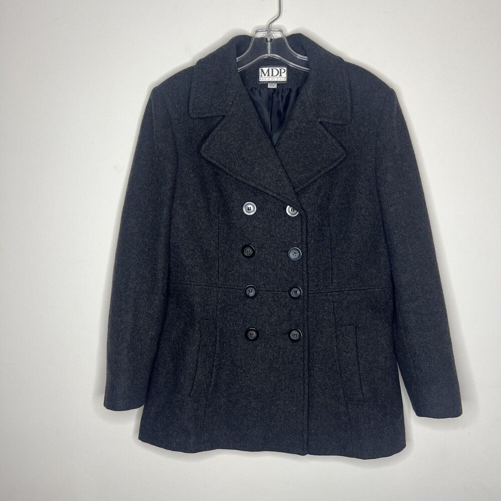 Vintage Mario De Pinto Women’s Wool Pea Coat Medium? Gray Lined Button Up